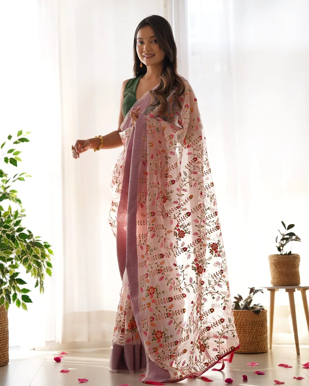 Beautiful Designer Heavy Organza Silk Saree Design 5048