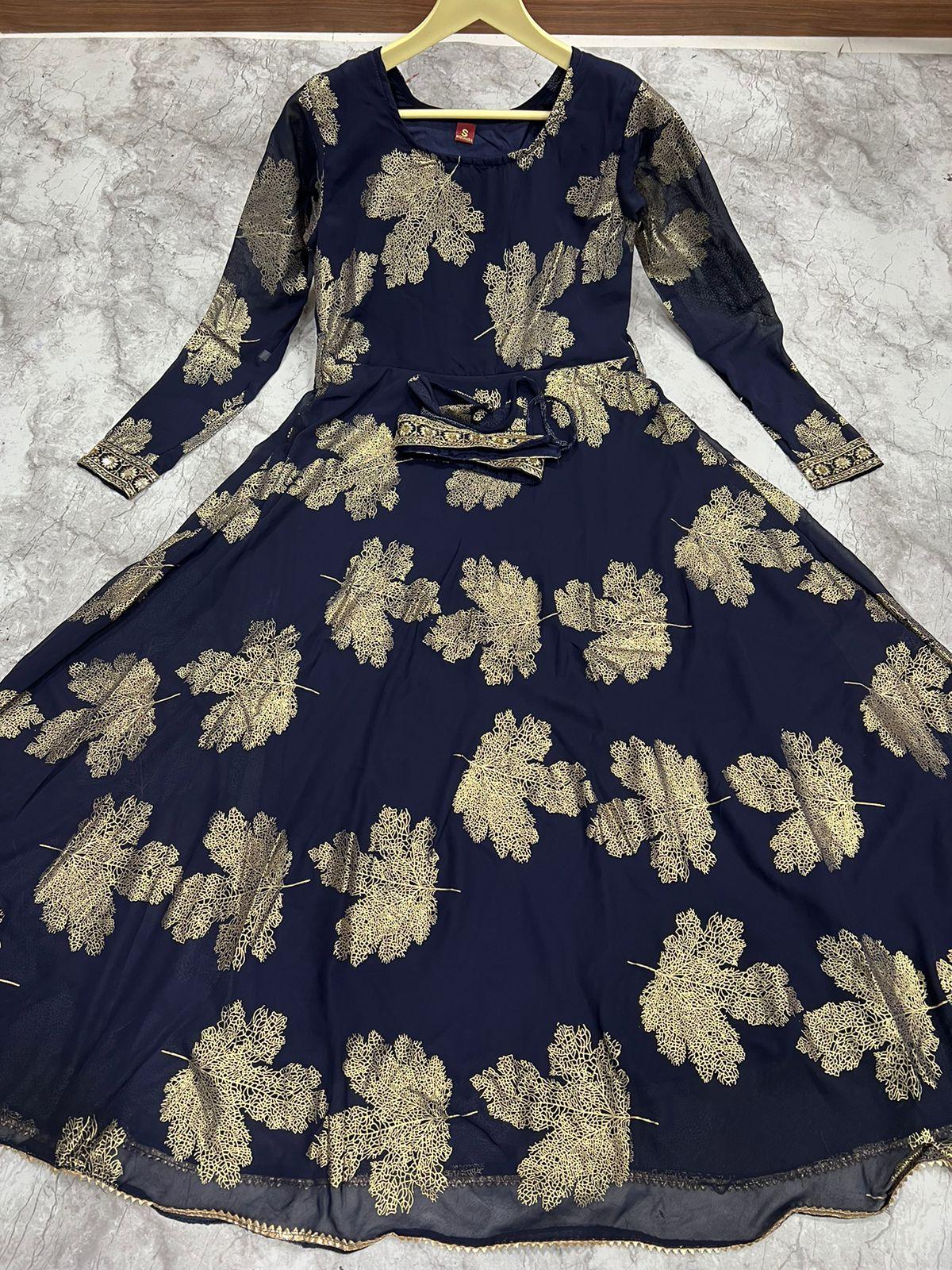 Kaveri-3 Faux Georgette Foil Gold Print Kurti Trendy Kurti (699x06)