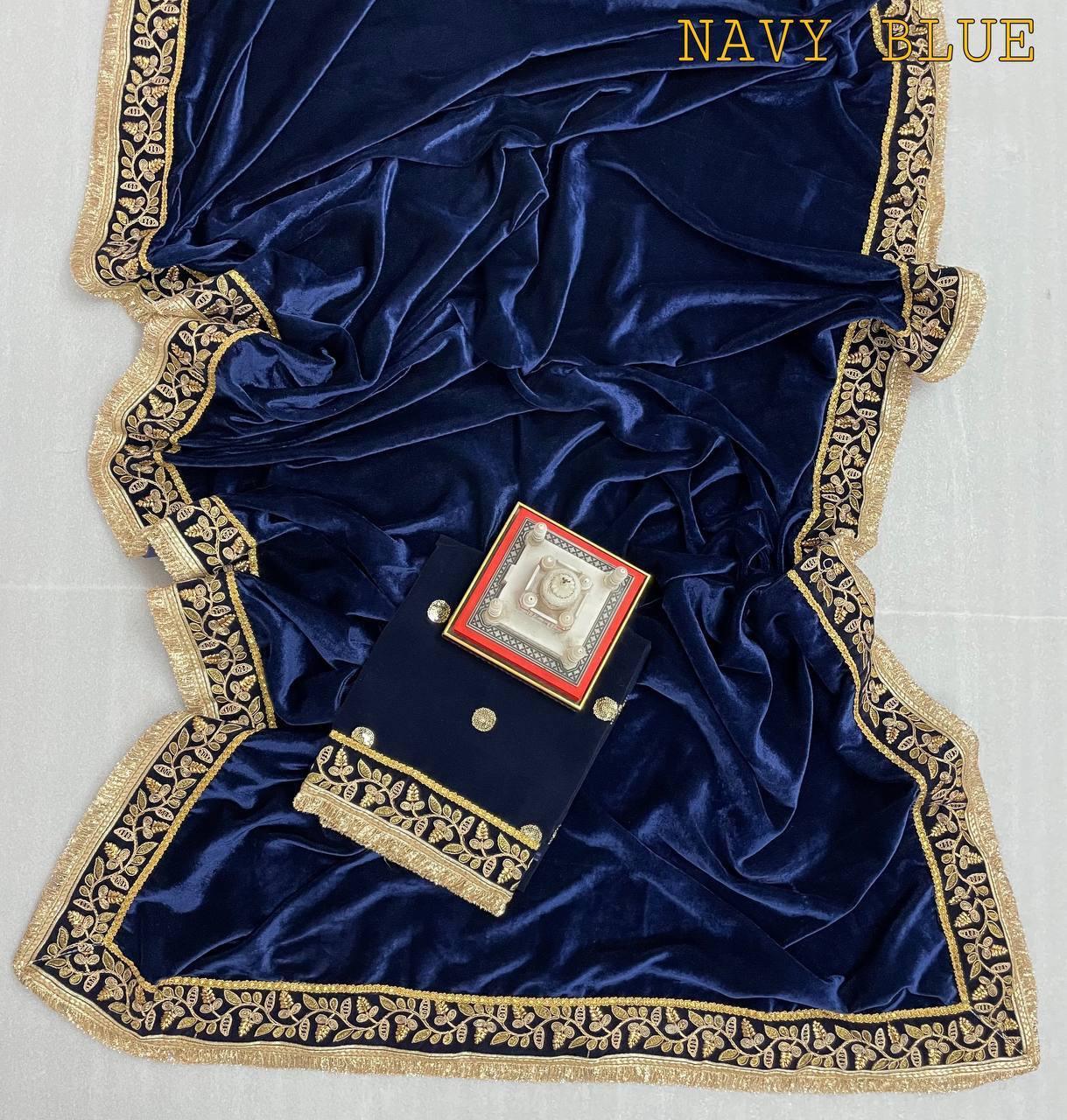 Beautiful Designer Wedding Special Pure 9000 Velvet Saree 376