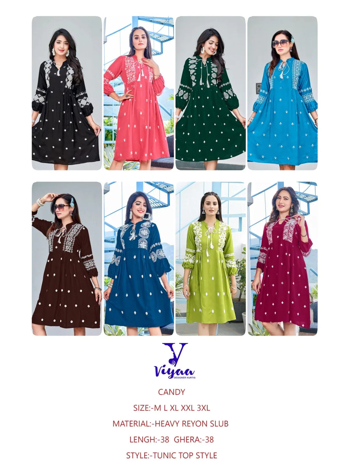 Viyaa Designer Candy Catalog Rayon Slub Party Wear Kurtis Collection (450x08)