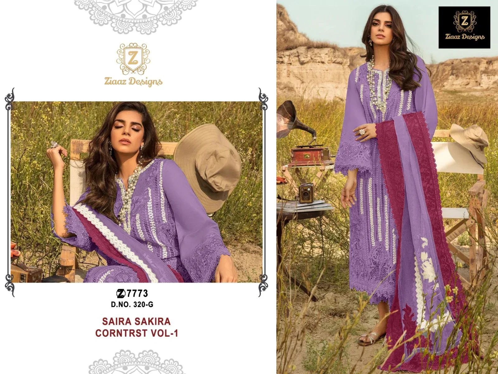 Ziaaz Designs 320 Saira Sakira Corntrst Vol 1 Suits