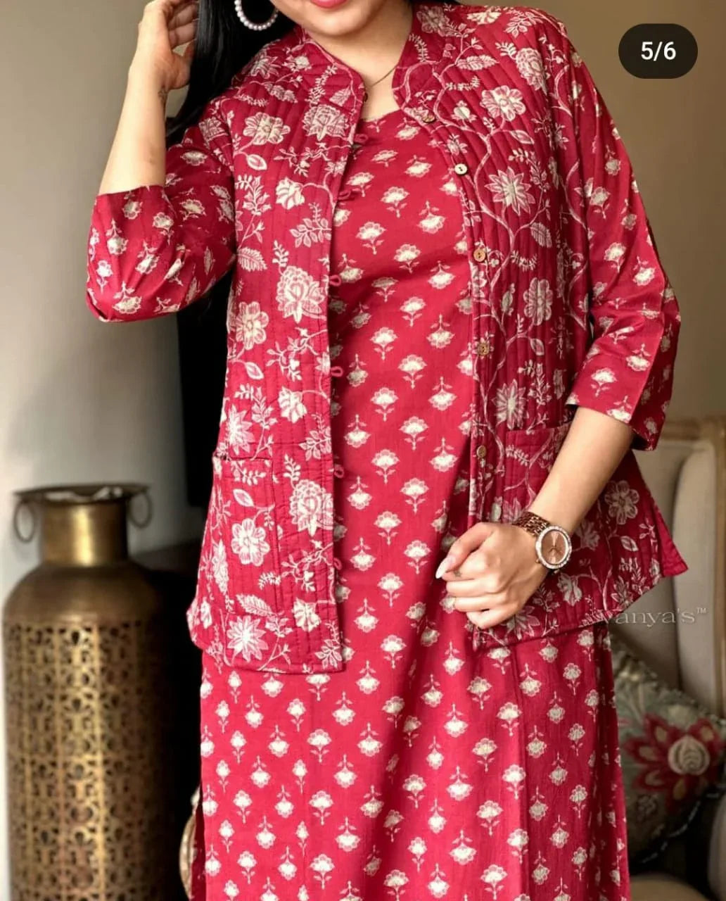 Beautiful Designer Winter Cotton Kurti Pant Set