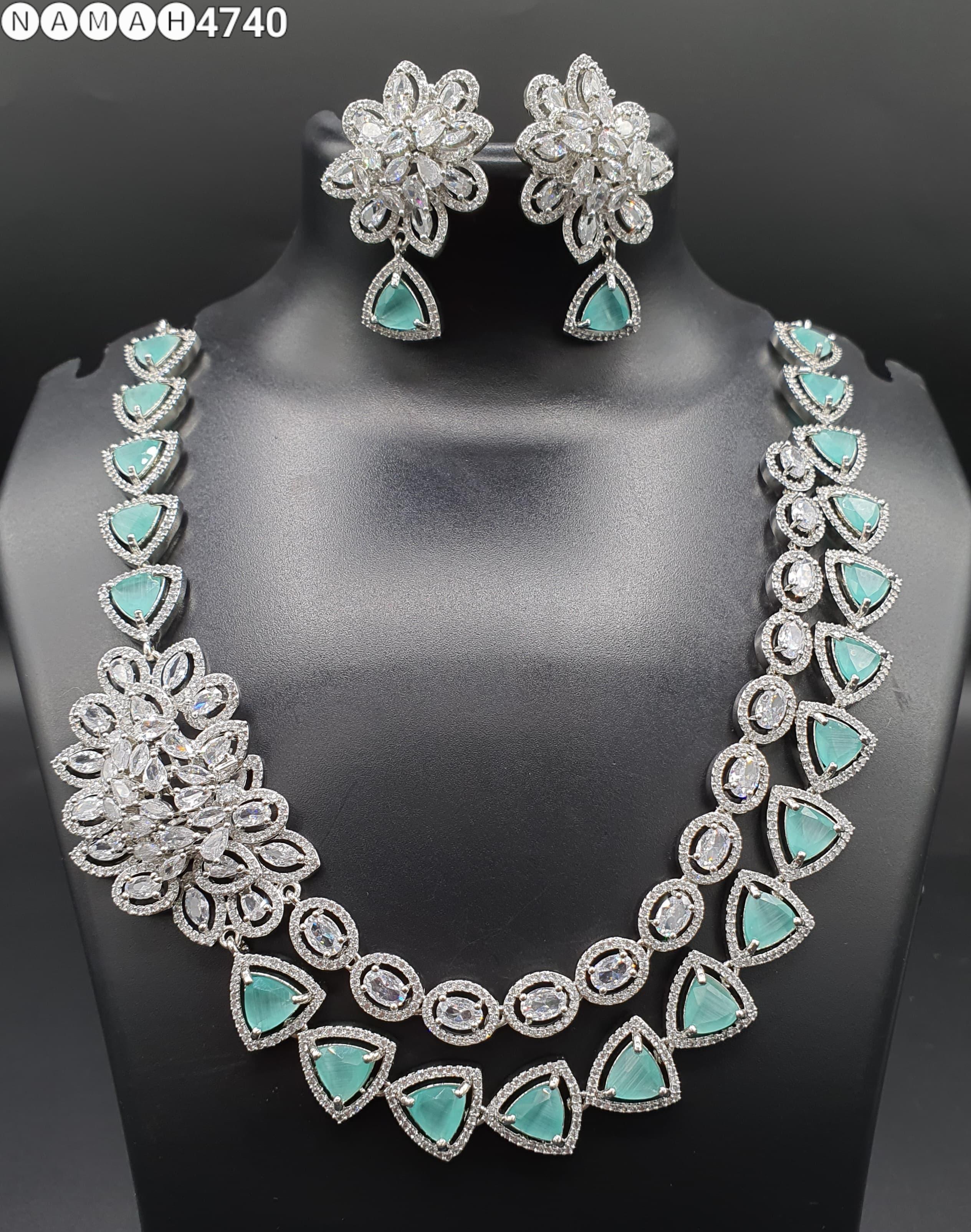 Beautiful American Diamond Jewellery Antique Set with Earrings