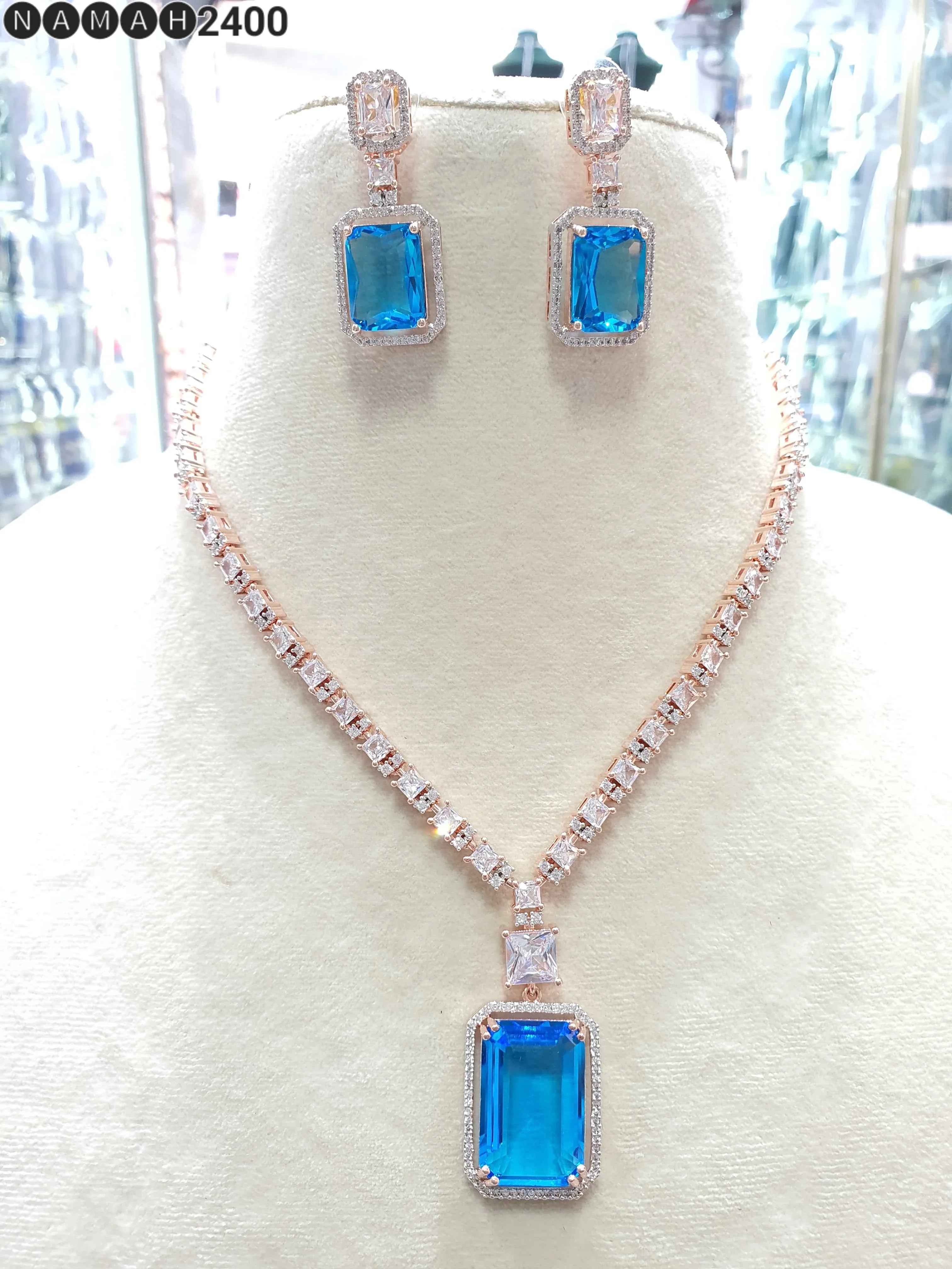 Beautiful American Diamond Jewellery Antique Set with Earrings