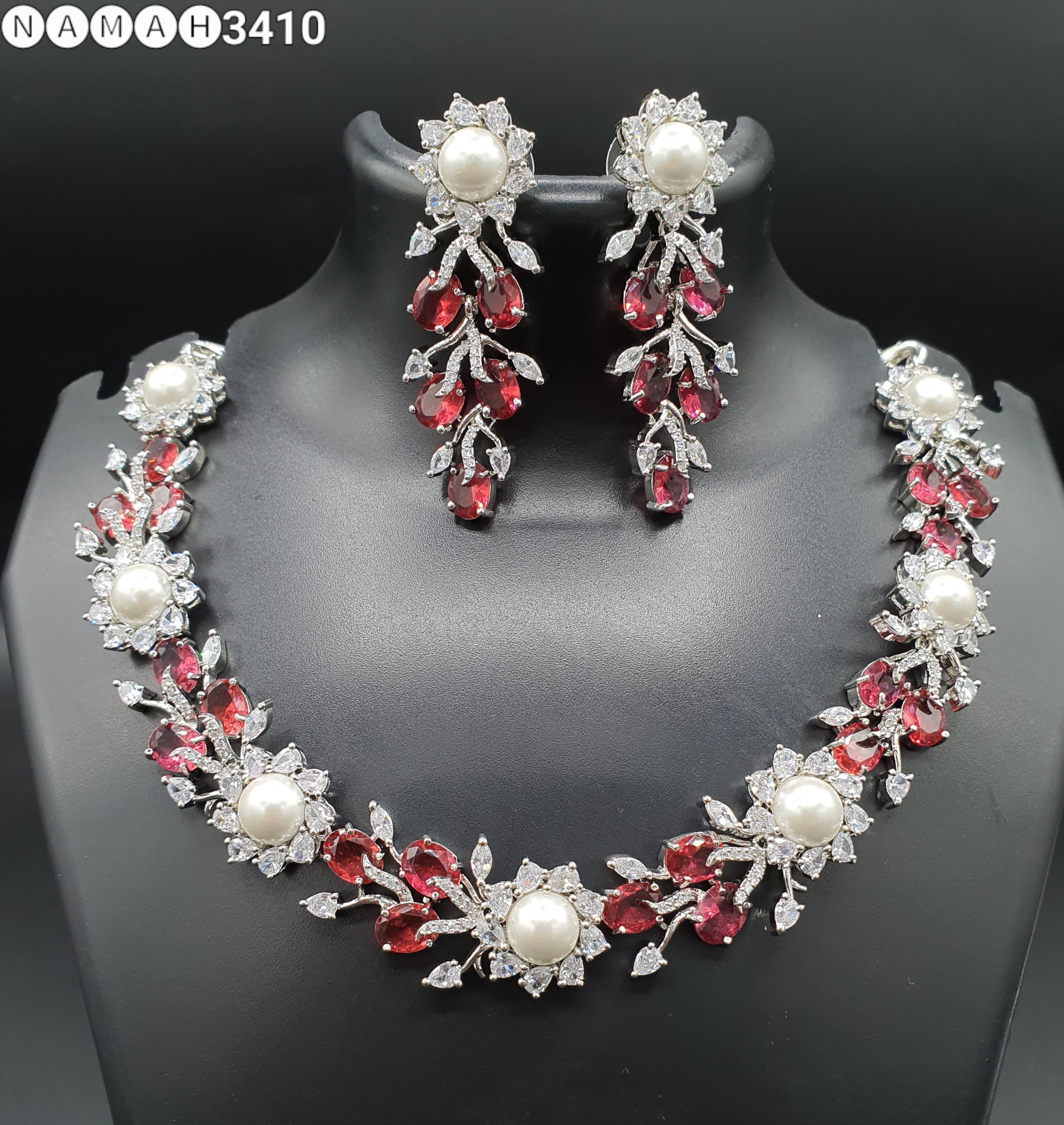 Beautiful American Diamond Jewellery Antique Set with Earrings