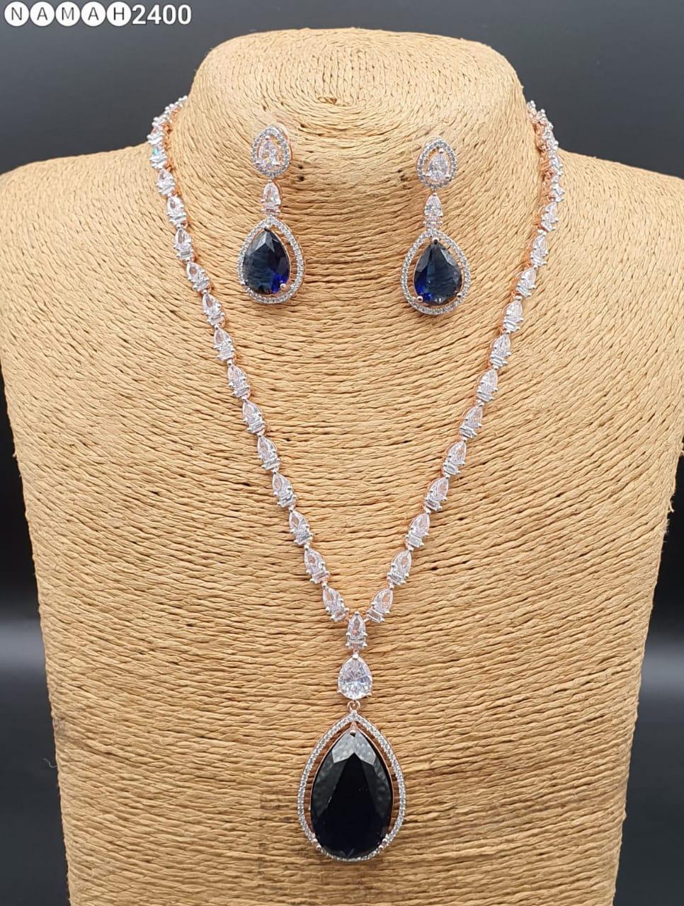 Beautiful American Diamond Jewellery Antique Set with Earrings