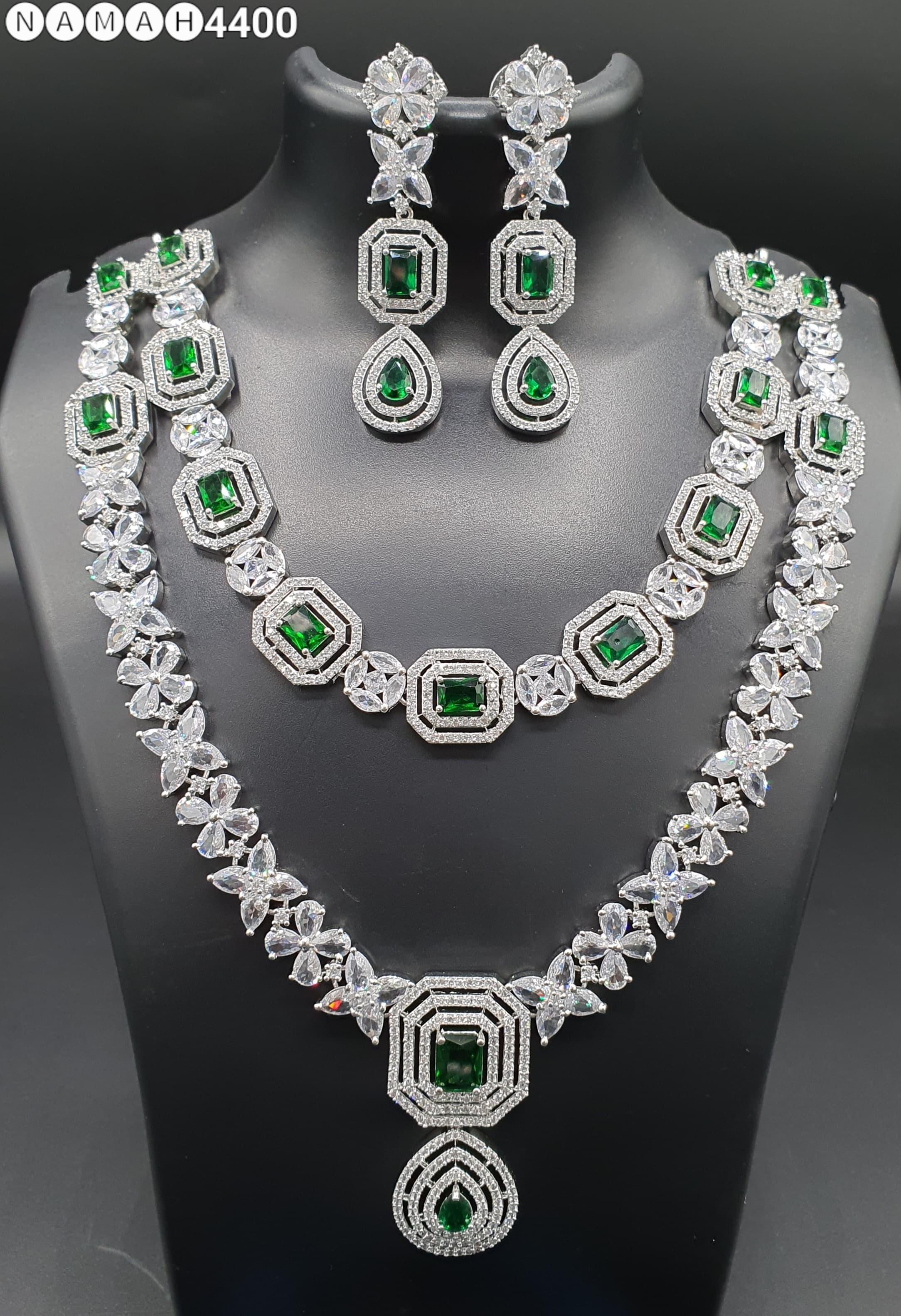 Beautiful American Diamond Jewellery Antique Set with Earrings