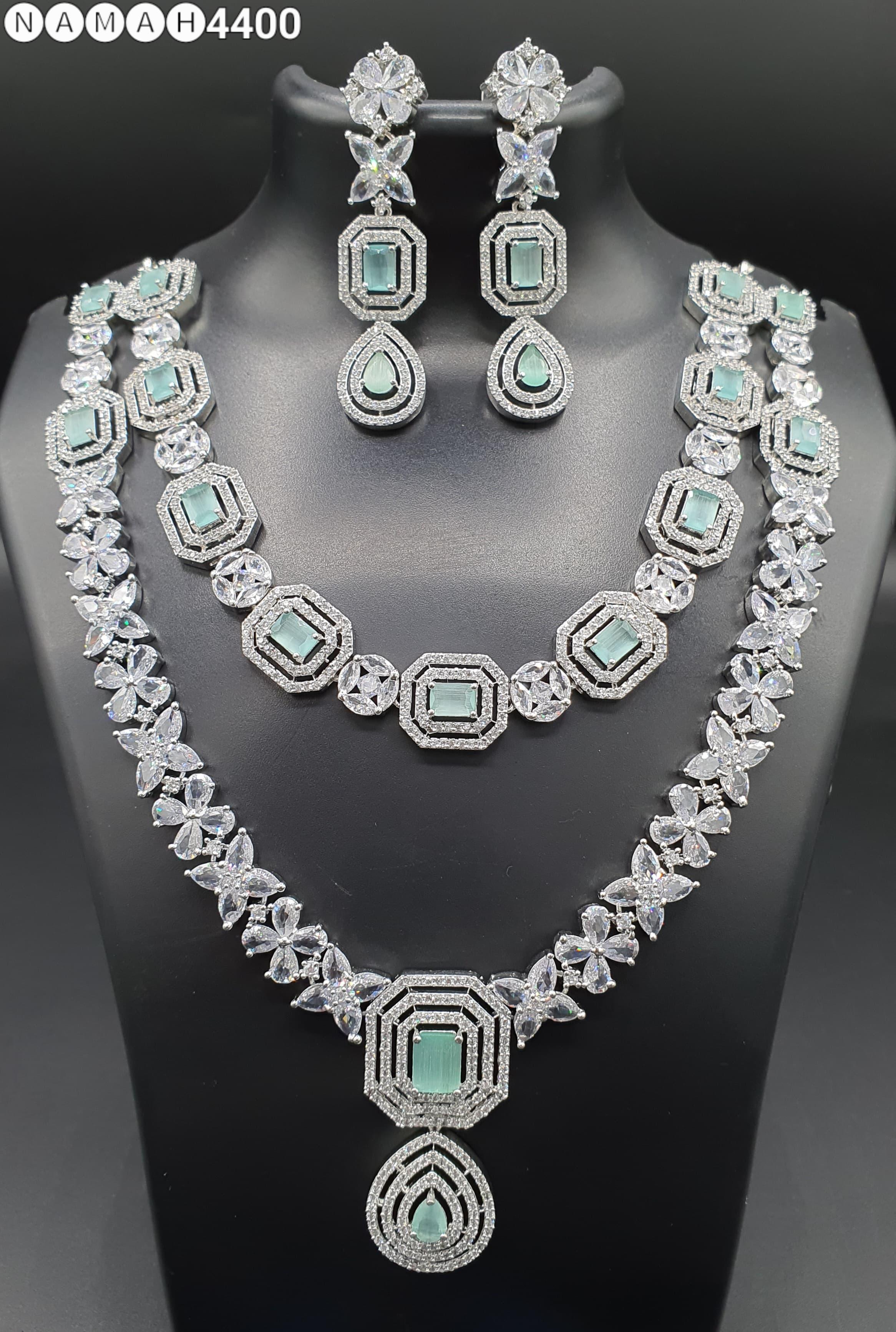 Beautiful American Diamond Jewellery Antique Set with Earrings