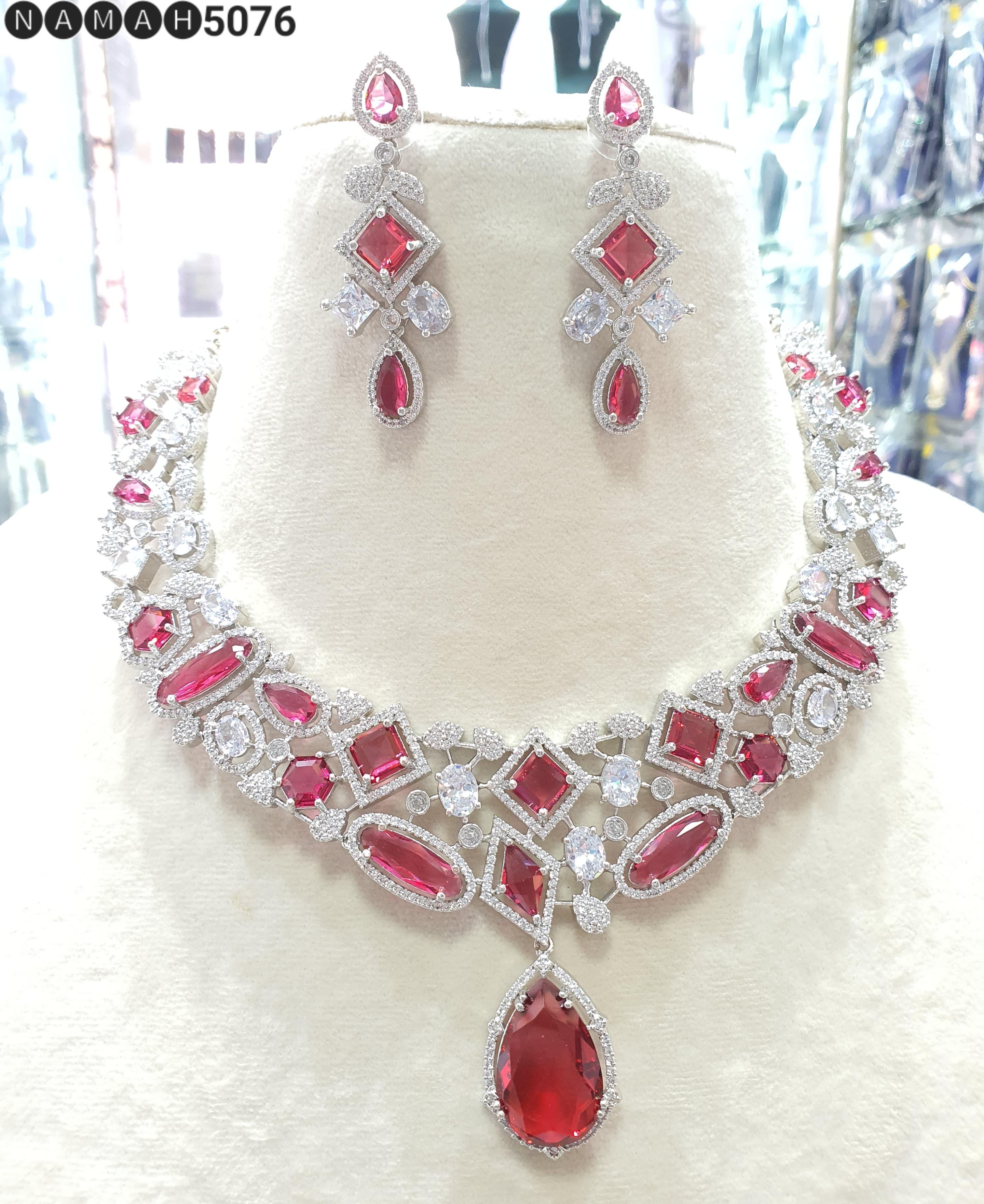 Beautiful American Diamond Jewellery Antique Set with Earrings