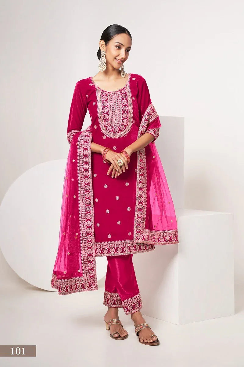 Beautiful Designer Velvet Suit Sabhyata Vol – 1
