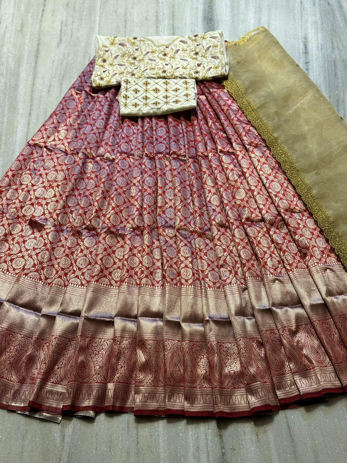 Beautiful Designer Super Half & Half Copper Lehanga Saree