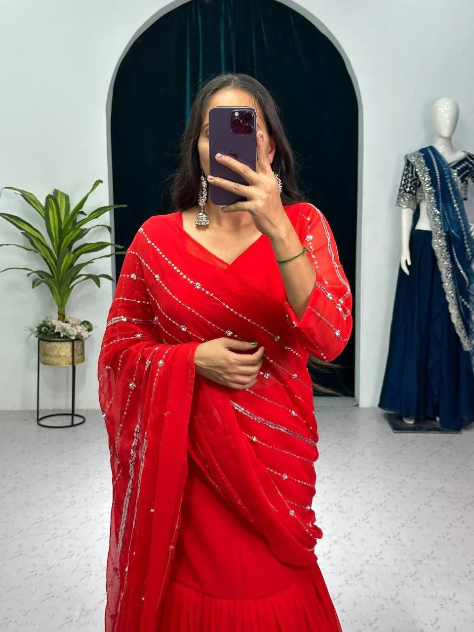 Beautiful Designer Faux Georgette Lehenga Saree