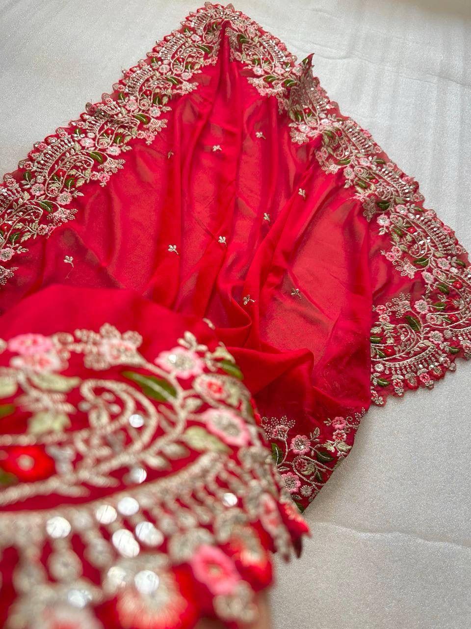 Beautiful Designer Soft Georgette Sequenc Saree