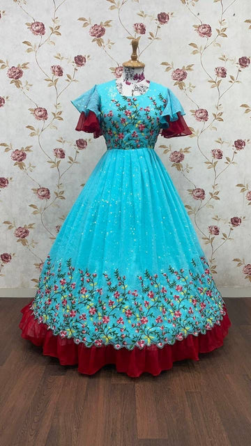 Beautiful Designer Kid's multicolour Sequence Gwon