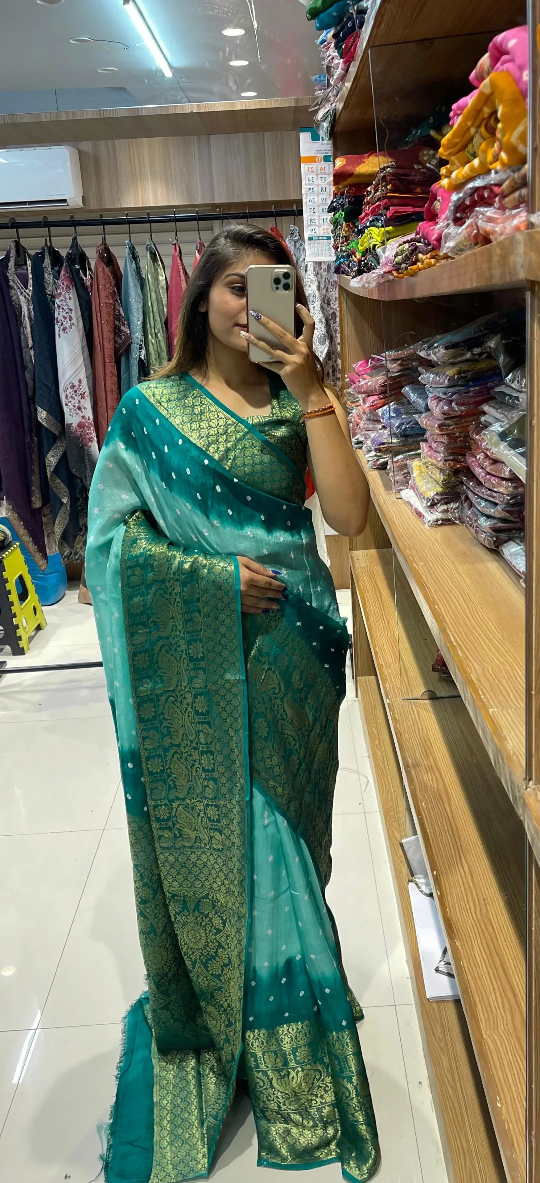 Beautiful Designer Kanjivaram Bandhani Saree