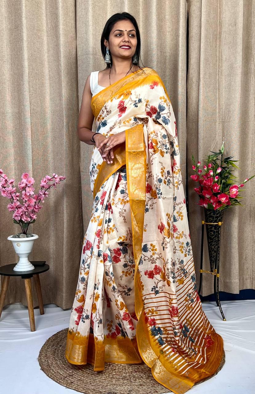 Beautiful Designer Daily Wear Soft Tusshar Silk Slub Saree