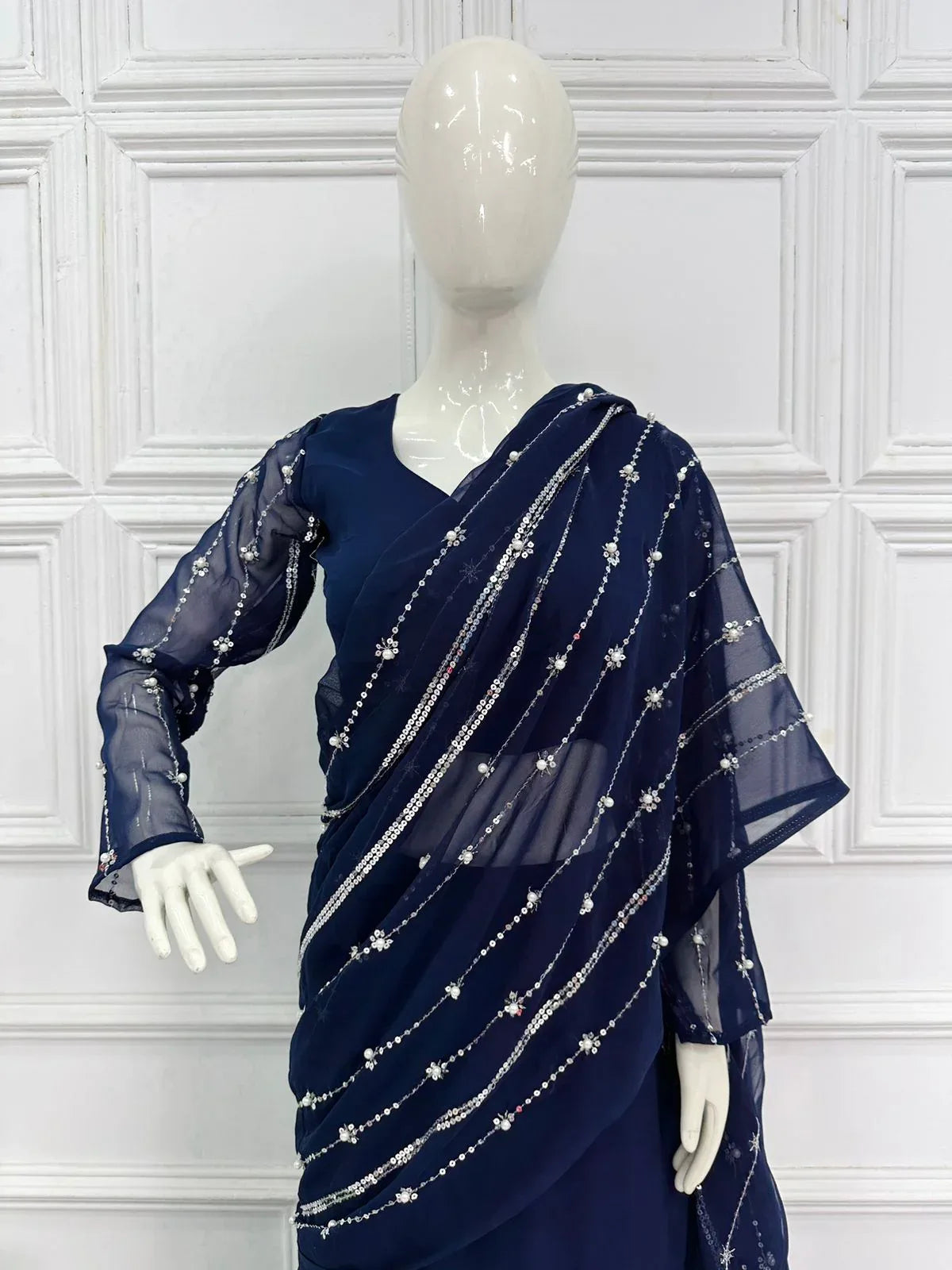 Beautiful Designer Faux Georgette Lehenga Saree