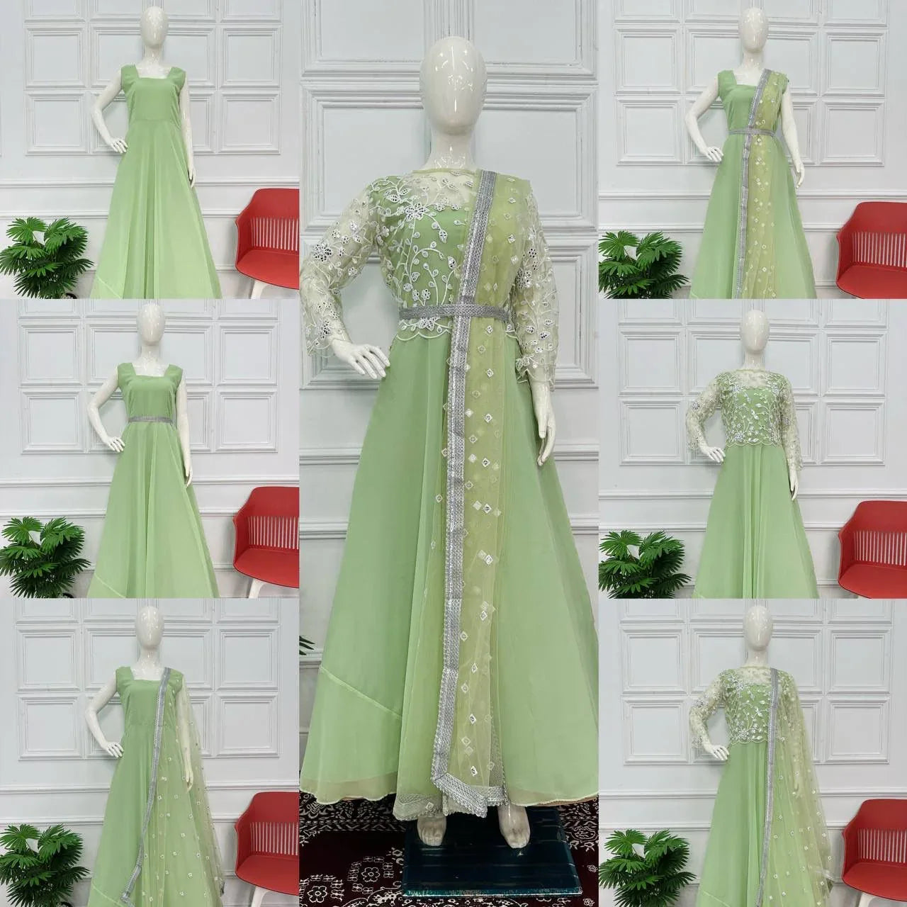 Beautiful Designer Faux Georgette Gwon