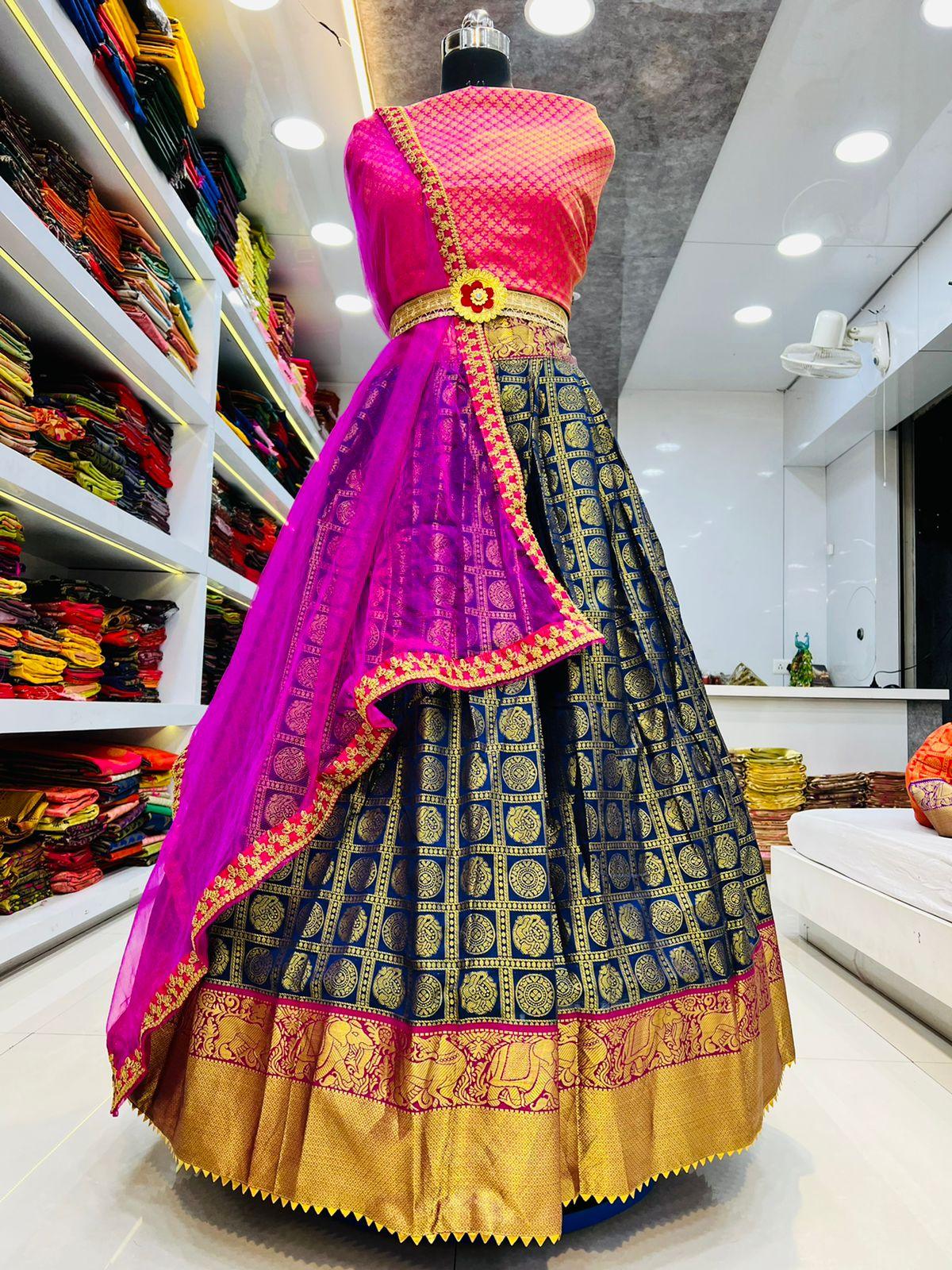 Beautiful Designer Pure Silk Zari Weaving Lahenga