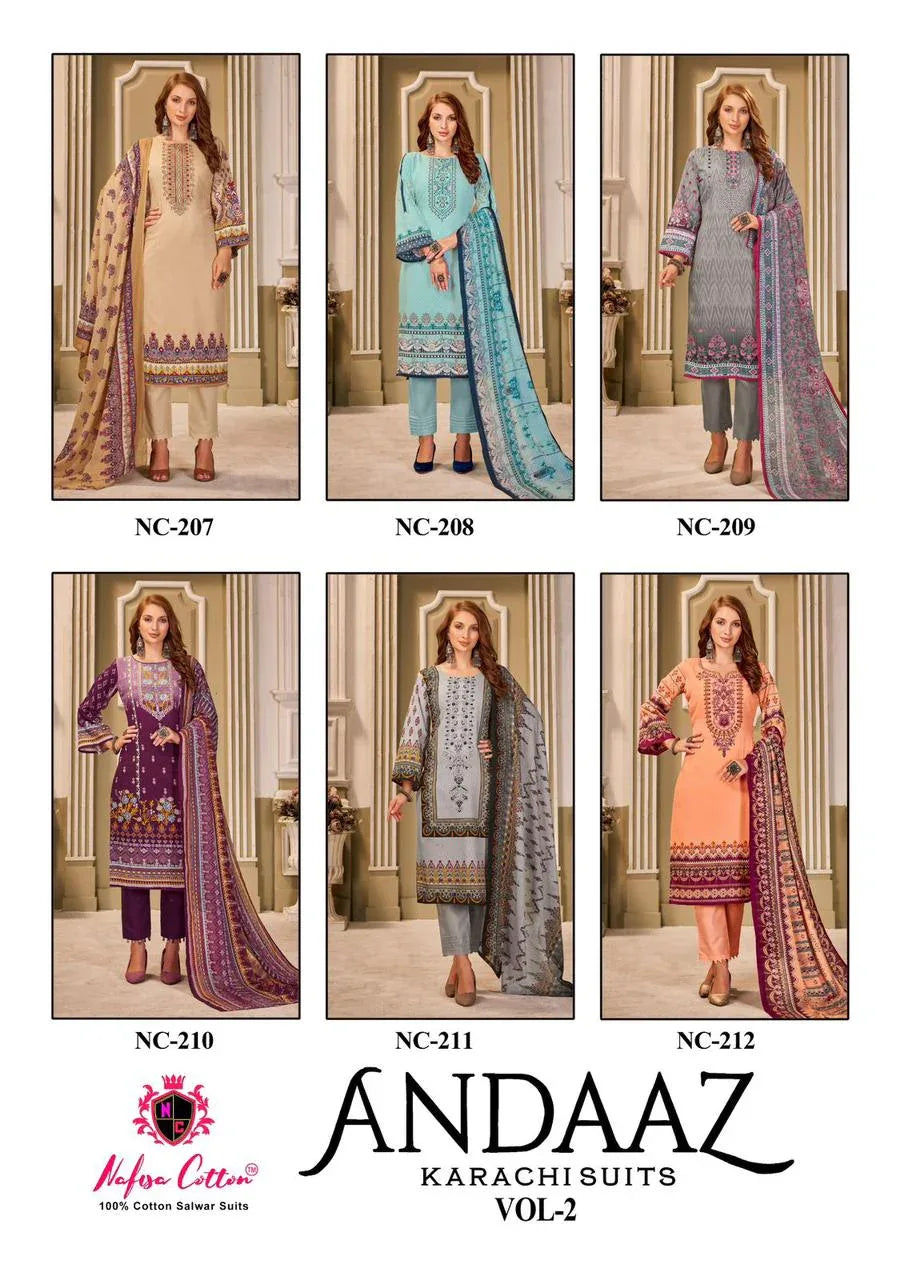 Nafisha Cotton Andaaz Karachi Suits Vol-2 Pakistani Salwar Kameez (295x06)