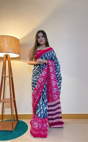 Beautiful Designer Pure Soft Mulmul Cotton Saree