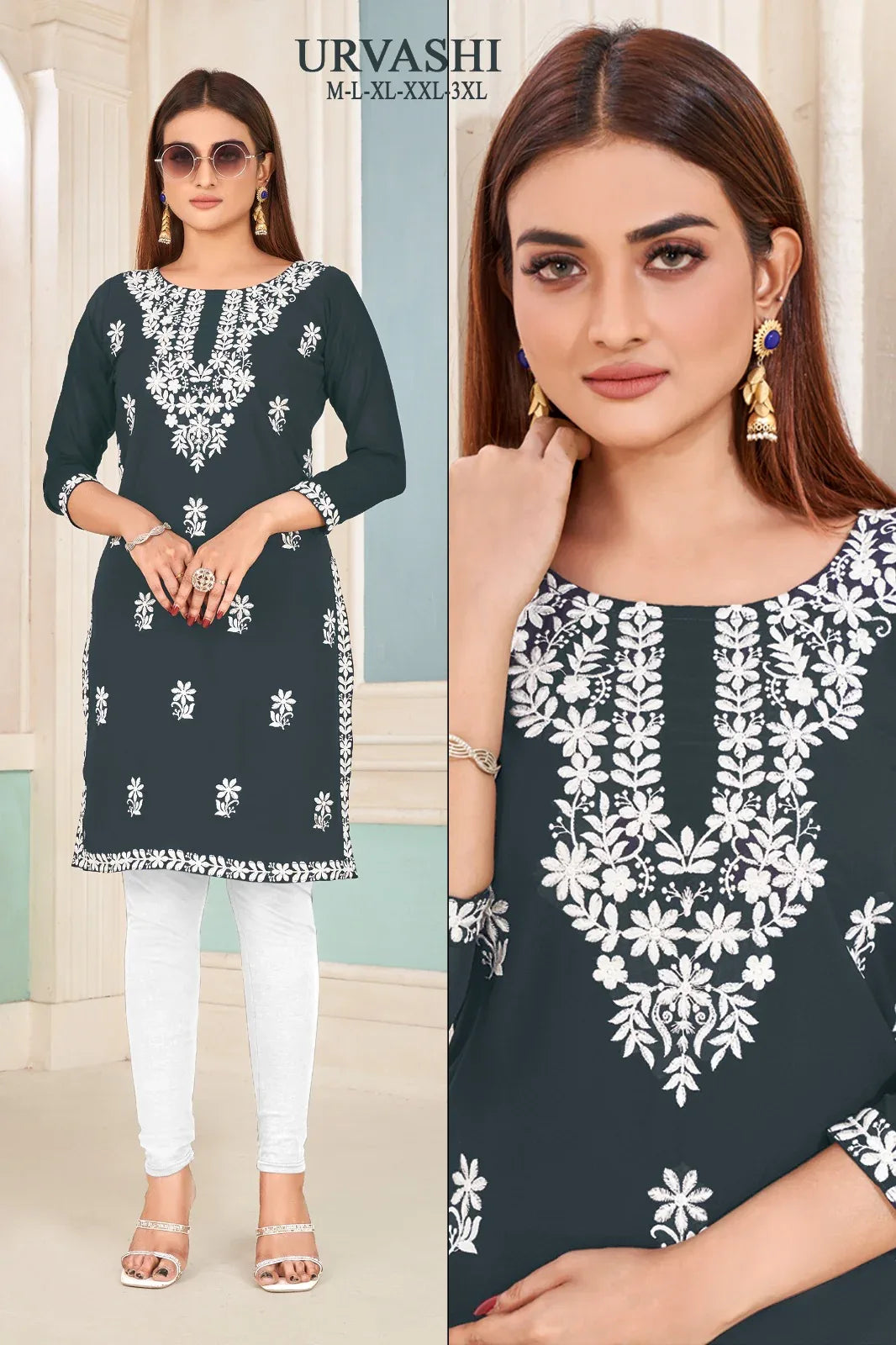Beautiful Designer Sangeet Urvashi Faux Georgette Kurti (450x10)