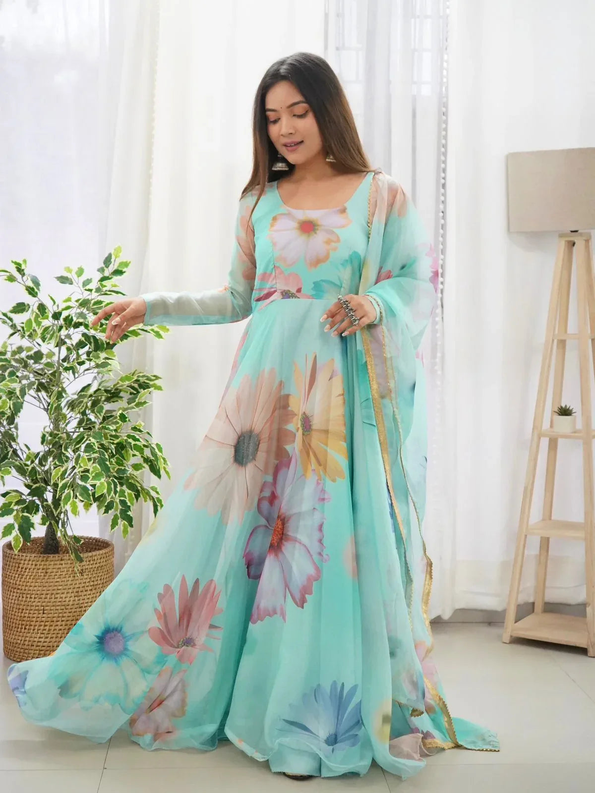 New Party Wear Designer Look Mastani Organza Silk Gown