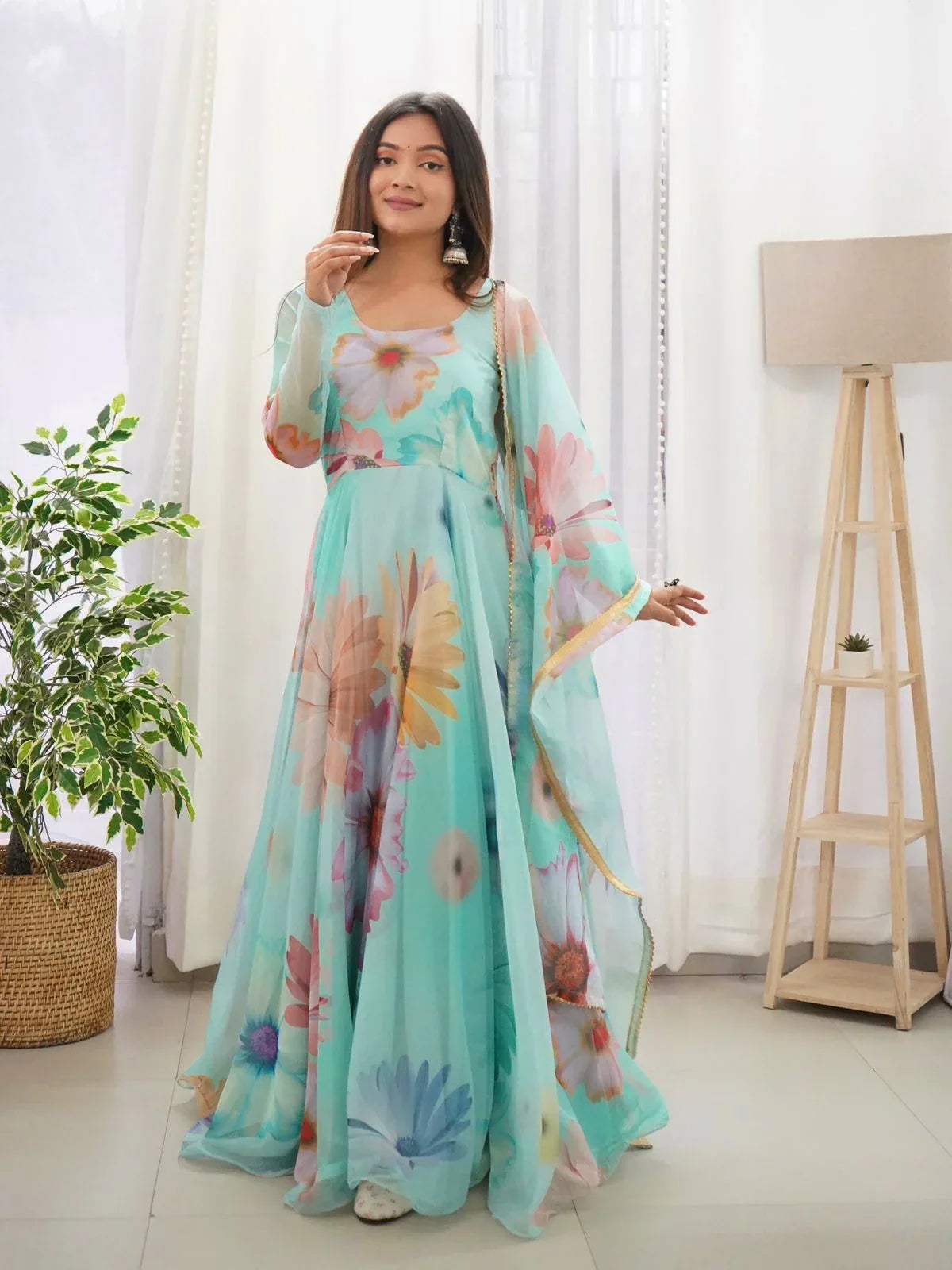 New Party Wear Designer Look Mastani Organza Silk Gown