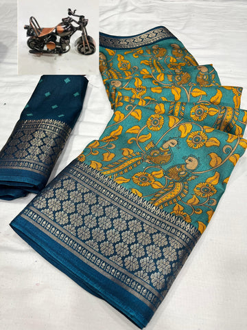 Beautiful Designer Special Kalamkari Dola Silk Saree