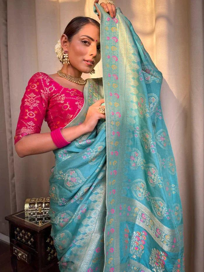 Beautiful Designer Rasbari Rich Pallu Zari Weaving Saree