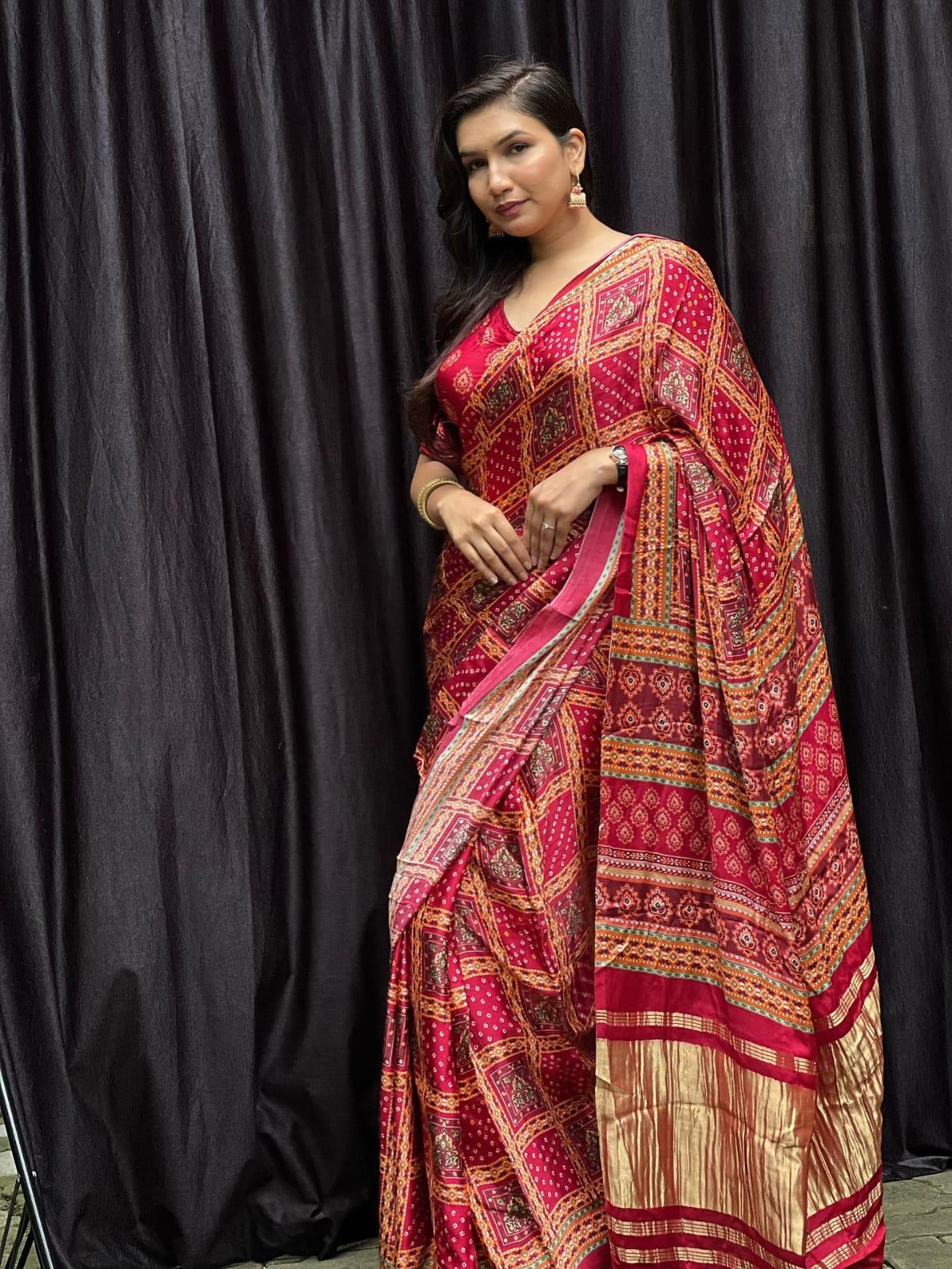 Beautiful Designer Special Gajji Gharchola Print Saree