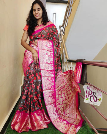 Party Wear Pure Viscouse Dola Binny Crepe Silk Saree