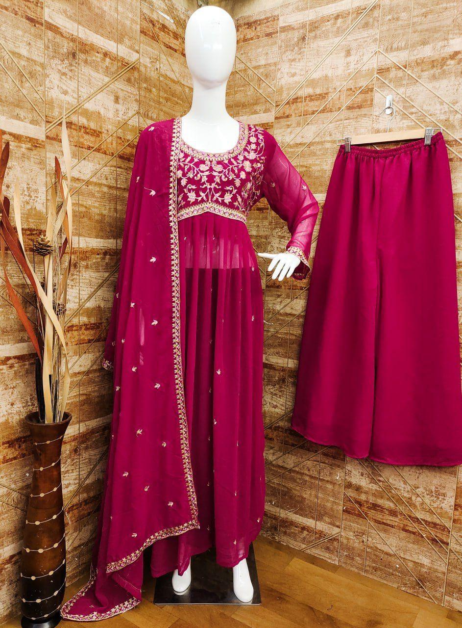 Beautiful Designer Yd 005 Georgette Readymade Plazzo Style Suits