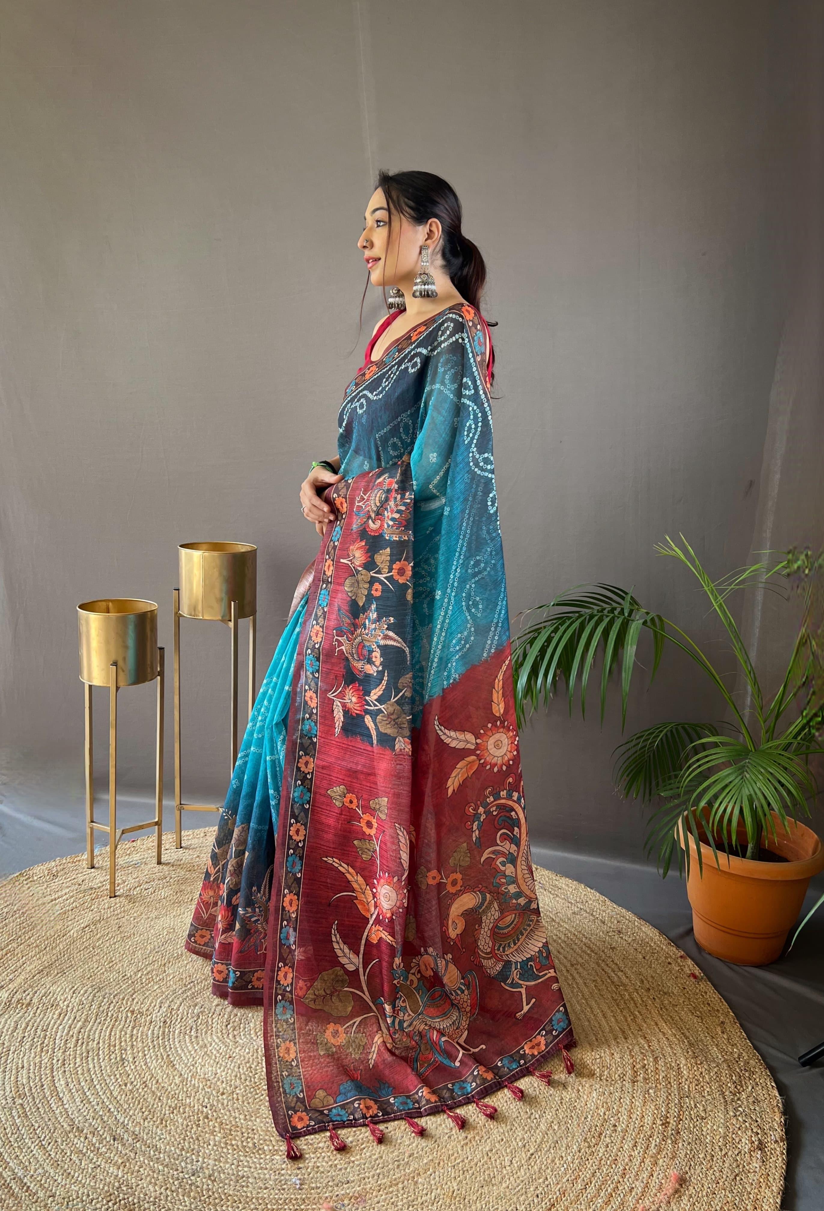 Beautiful Designer Bhargavi Pure Soft Cotton Tussar Silk Saree