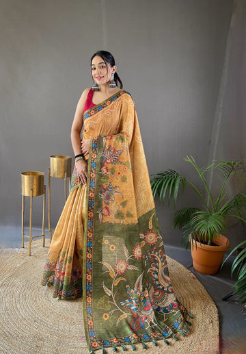 Beautiful Designer Bhargavi Pure Soft Cotton Tussar Silk Saree