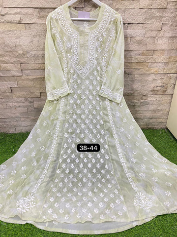 Beautiful Designer Chikankari Georgette Chiffon Printed Long Gowns