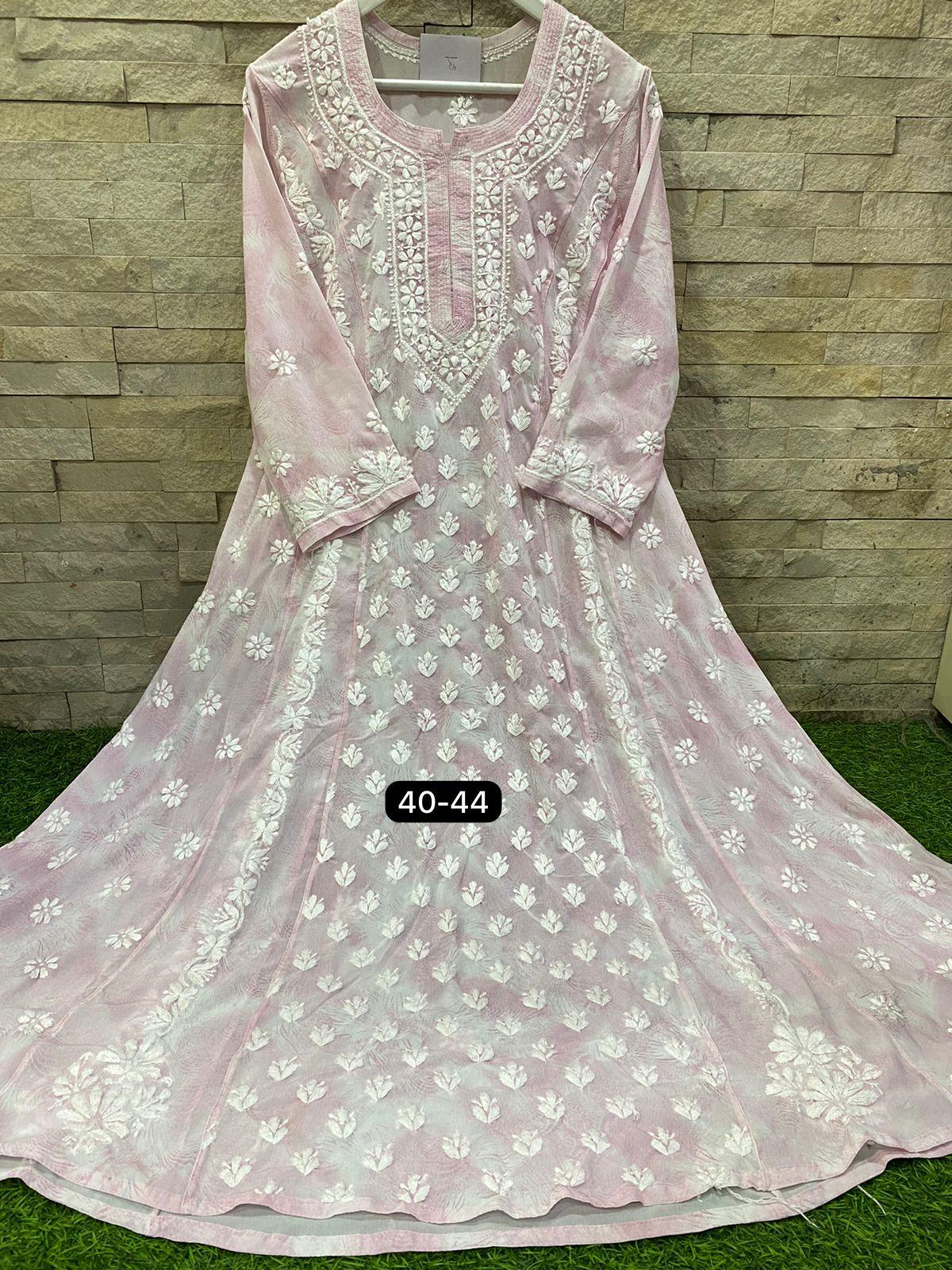 Beautiful Designer Chikankari Georgette Chiffon Printed Long Gowns