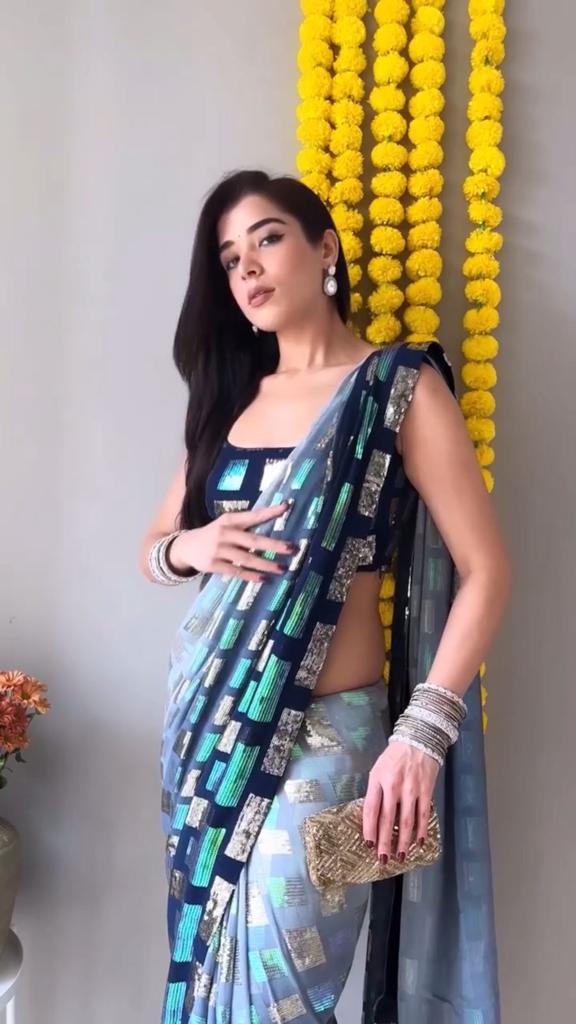 Beautiful Designer Rangoli Silk Sequence Saree
