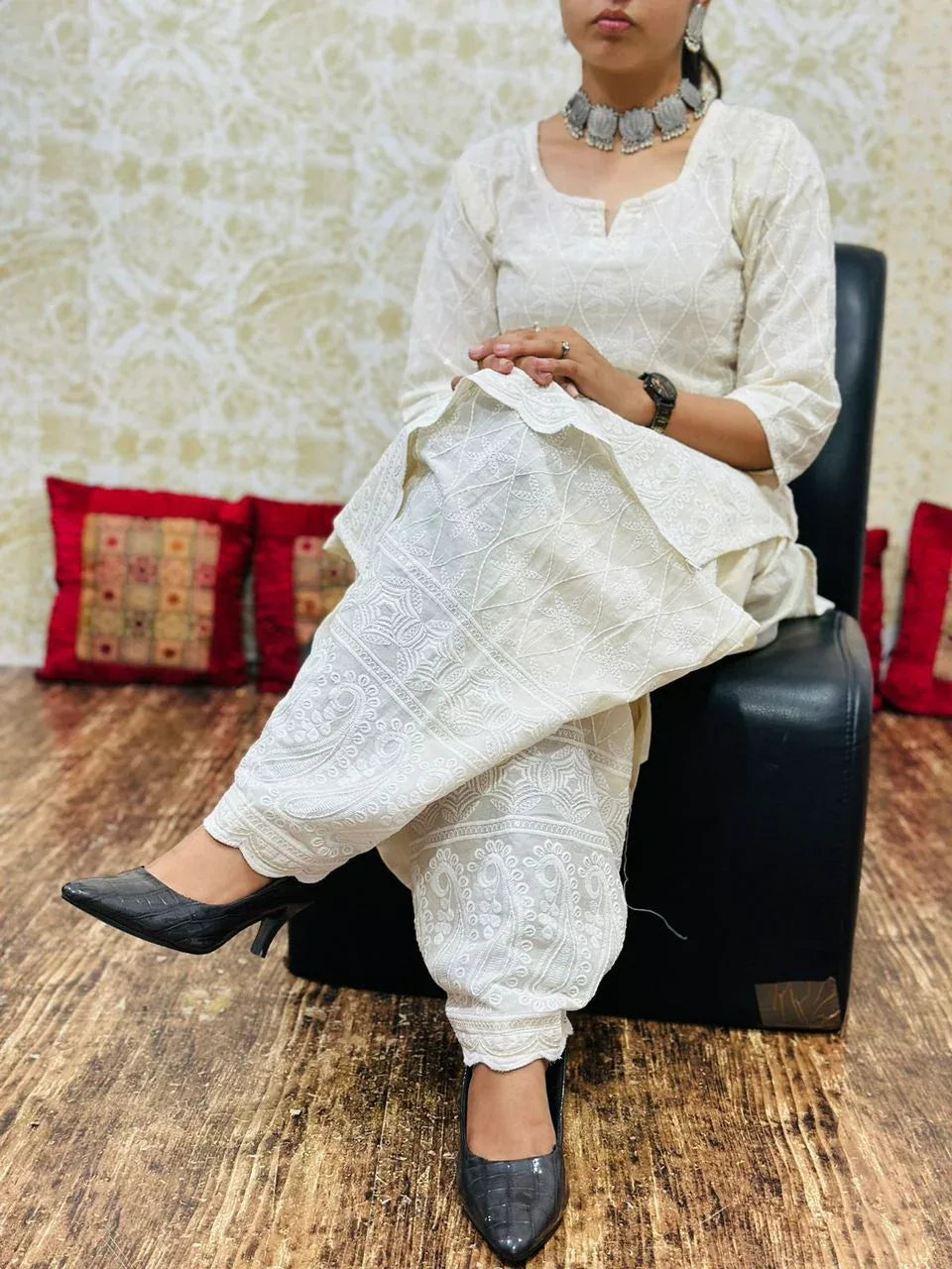Beautiful Designer Chikankari Kurti Salwar Co Ord Set