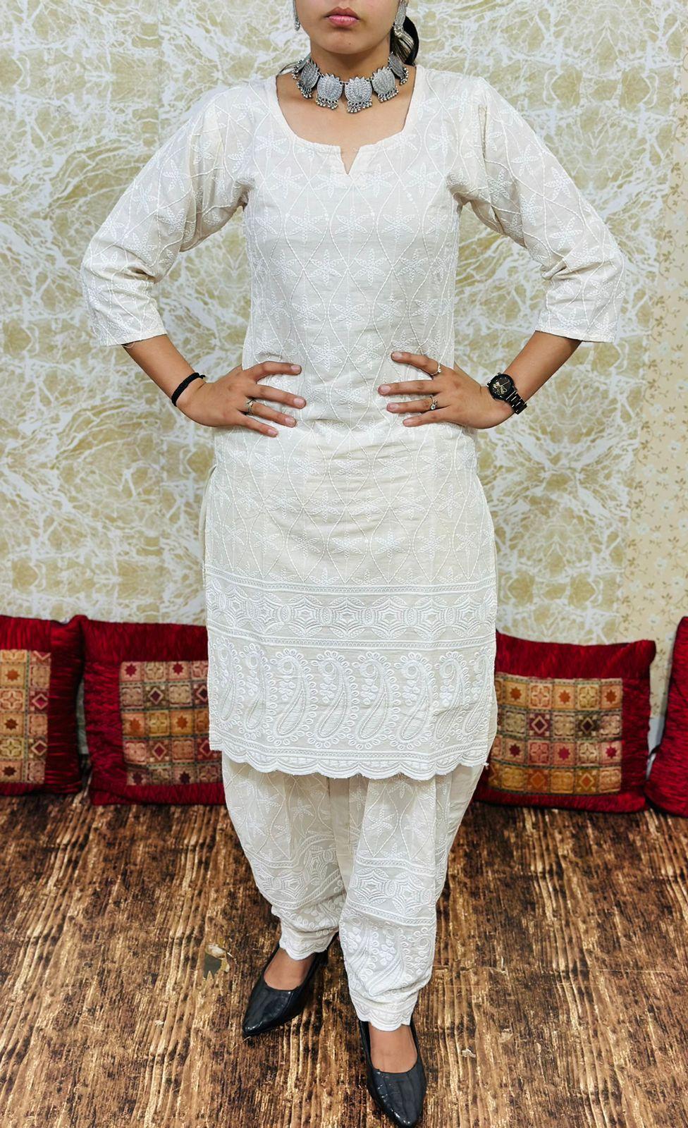 Beautiful Designer Chikankari Kurti Salwar Co Ord Set