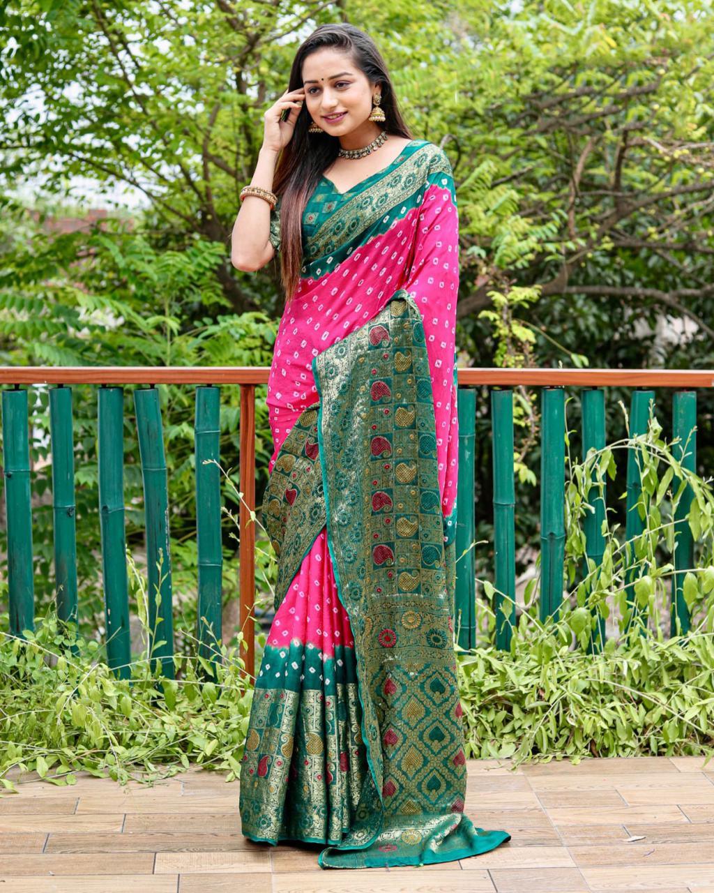 Beautiful Designer Kanjiwarm Pure Bandhej Saree