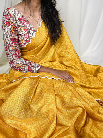 Beautiful Designer Gadhwal Chex Saree Design 7706