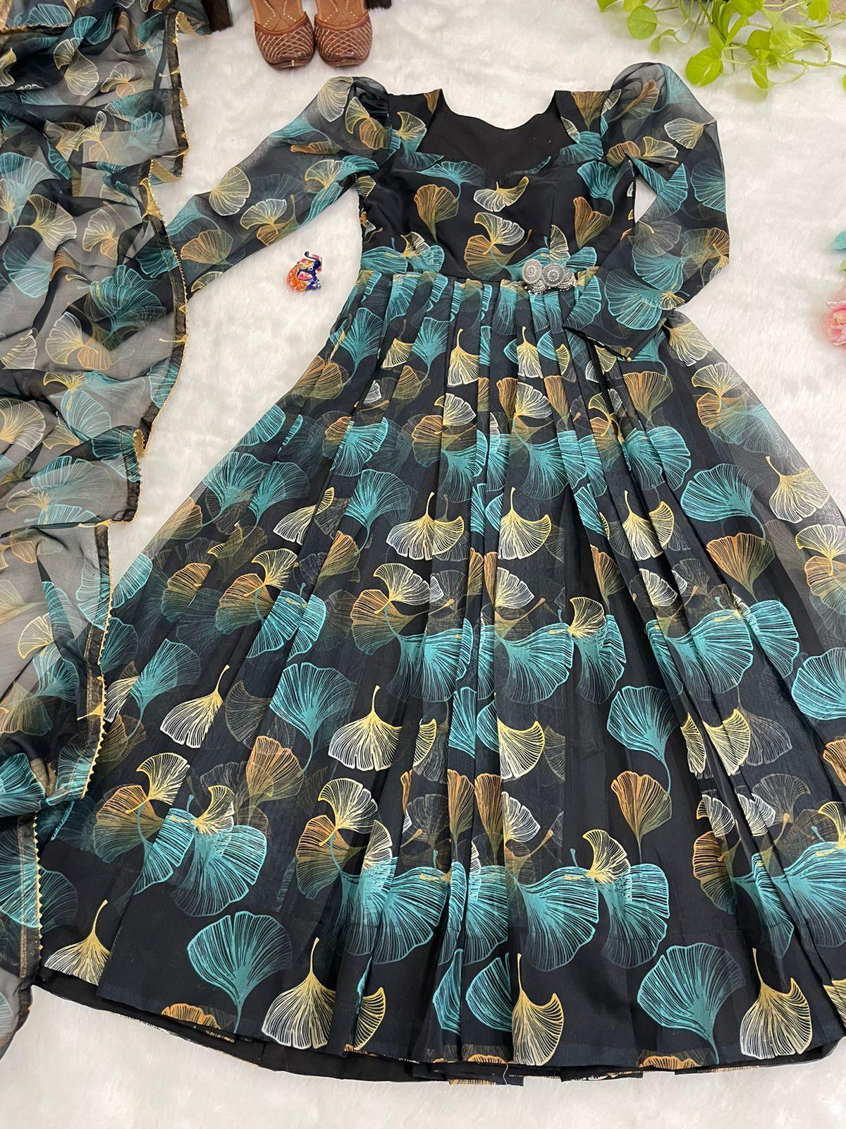 Party Wear Look Organza Taby Silk Gown
