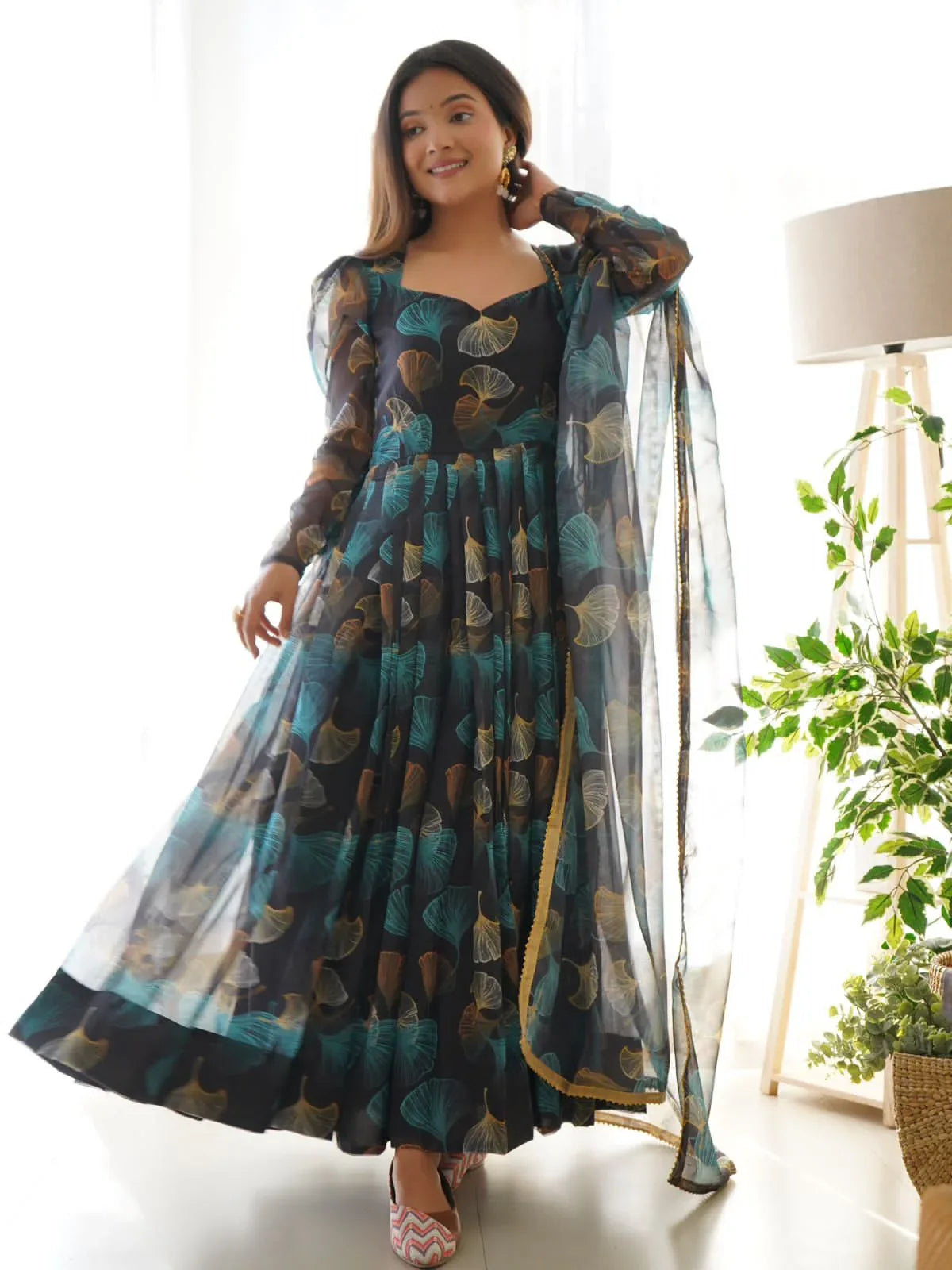 Party Wear Look Organza Taby Silk Gown