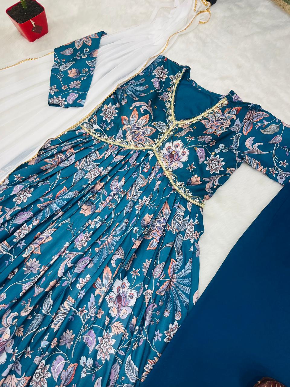 Party Wear Look Organza Taby Silk Gown