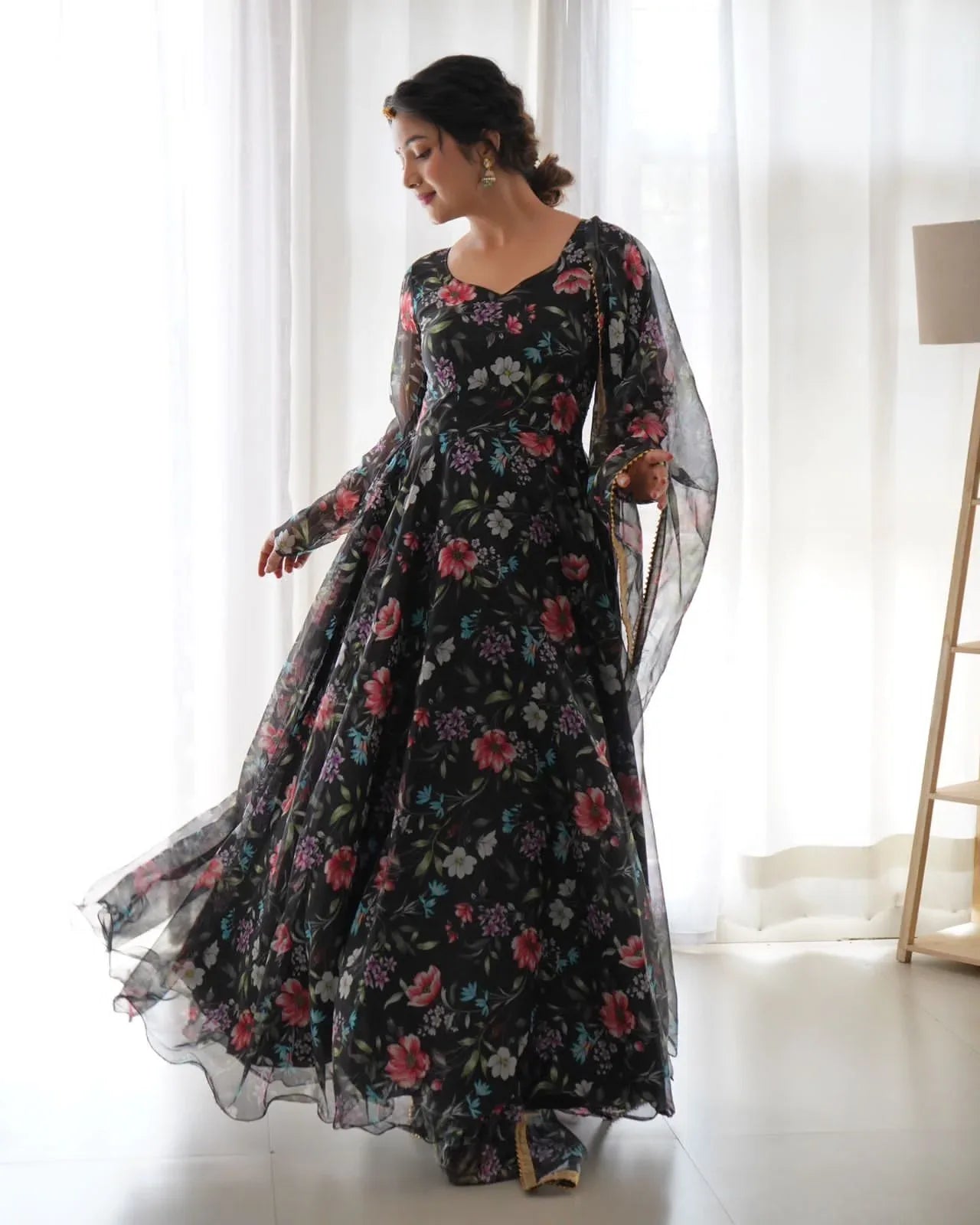 Party Wear Look Organza Taby Silk Gown