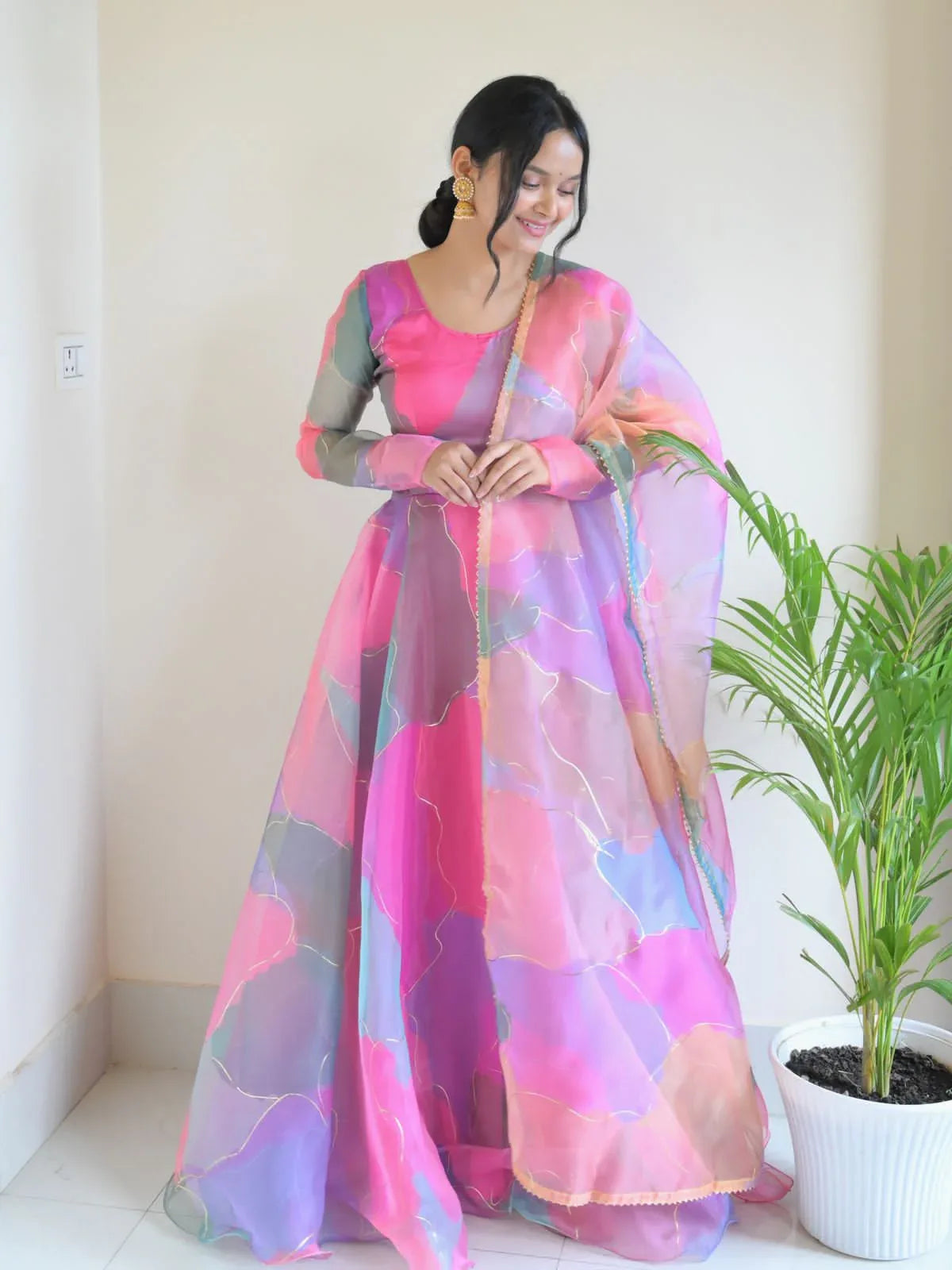 Party Wear Look Organza Taby Silk Gown