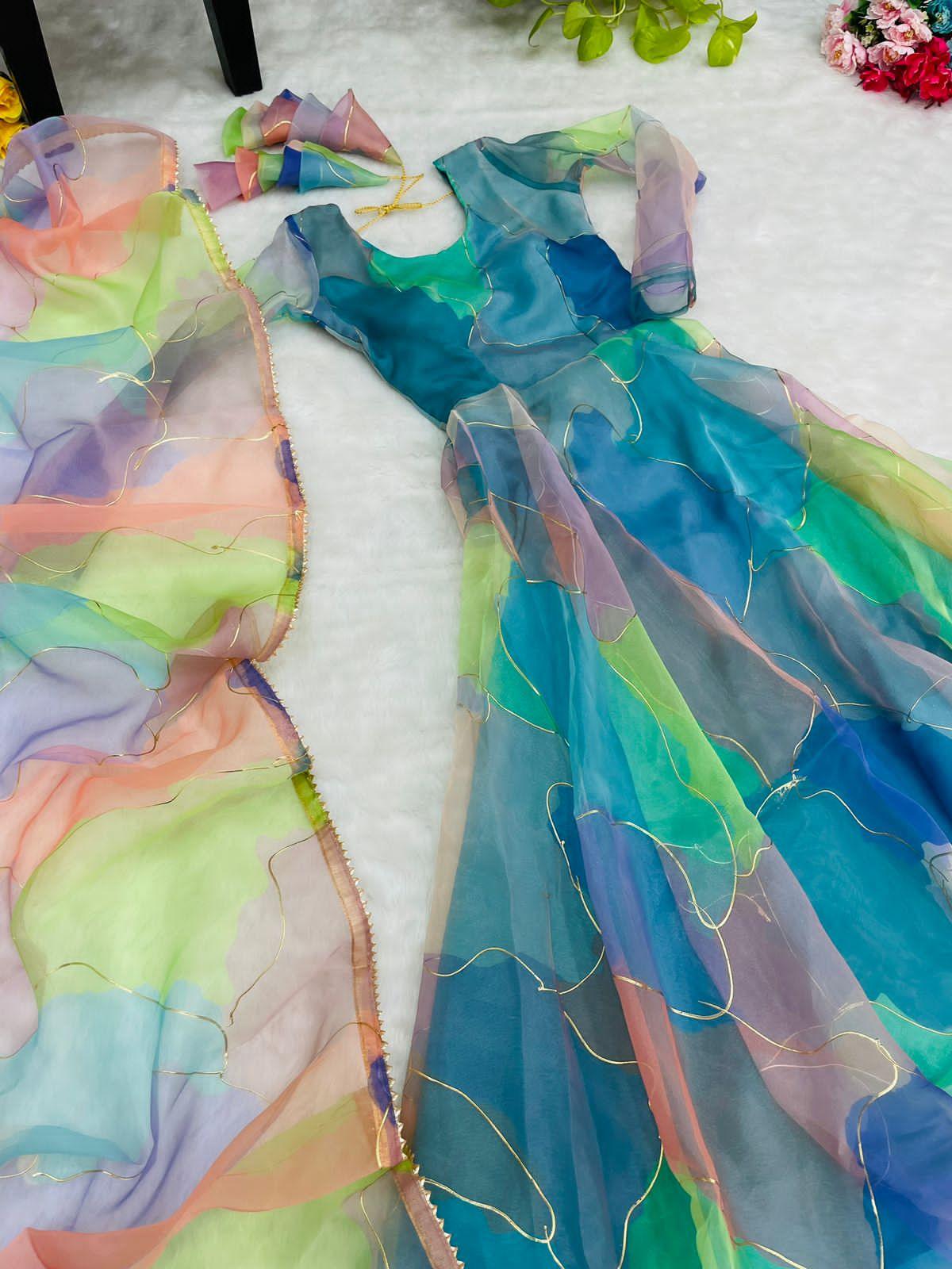 Party Wear Look Organza Taby Silk Gown
