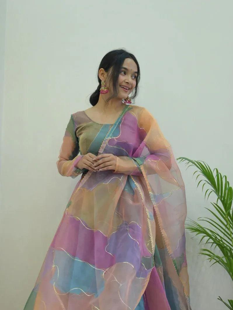 Party Wear Look Organza Taby Silk Gown