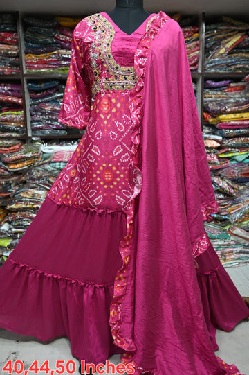 Beautiful Designer Soft Silk Bandhej Suite